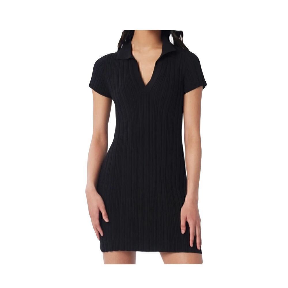 NWT Lita by Ciara Rib Cotton Blend Polo Minidress in Black Size XL